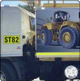High Vis Reflective Asset Number and Stripng on a truck